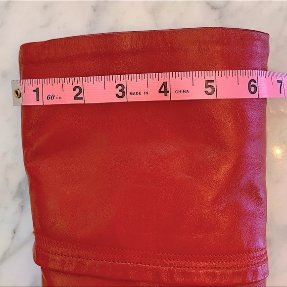 Vintage 70’s burnt orange leather boots with shearling lining small heel size 6 - Picture 10 of 12